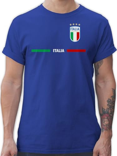 T-Shirt Herren - Fußball EM WM - Italien Trikot Wappen | Italia mit Stolz | Italienisches Fan-Motiv - S - Royalblau - Italien. fussballtrikot Fussball Shirt männer Europameisterschaft Italy Tshirt