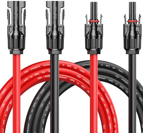 Maoligo cavo solare 6mm² 1/2/3/5/10M coppia, cavo di prolunga solare H1Z2Z2-K con connettore solare, 1500V, 65A, connessione senza utensili (6mm² 2M)