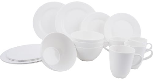 Gimex Melamin Geschirr Set Vivid Royal Line Pastell Camping Essgeschirr Teller Weiß