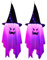 Halloween Hängelicht Deko, Halloween Lichterkette Fliegende Geisterhüte, Hängende Geister mit Hexenhut, LED-Geist-Lampe für Karneval Party Halloween Terrasse Baum Veranda Deko (Lila,2 Stück)