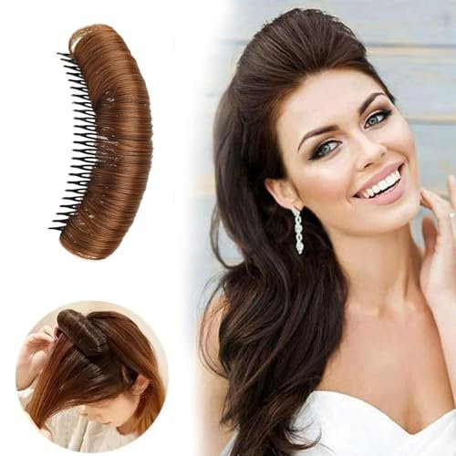 Barrettes - Faux cheveux pour chignon - Noir - Naturel - Pince à cheveux pour volume à faire soi-même - Grande tortue (café, taille unique)