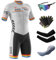 Triathlon Anzug Herren,Tiathlon Einteiler Herren,Fahrrad Anzug Herren,Triathlon-Bekleidung,3Taschen für Wettkampf Run, Cycle,Swim,Strumpfhosen (5,2XL)