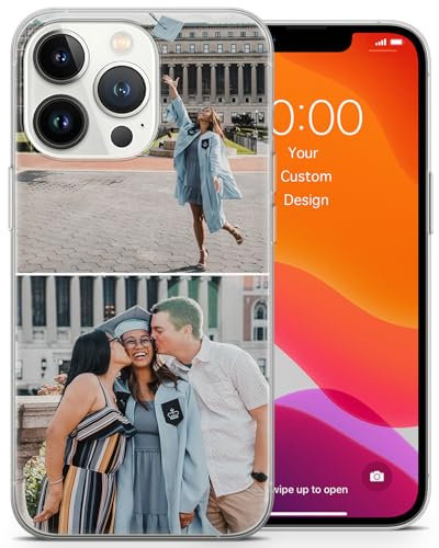 AIGAT SHOP Personalised Collage Style Clear TPU Case for iPhone 15 Pro - Custom 2 Photos & Text Slim Fit Cover, Customised Name & Picture Phone Case for iPhone 15 Pro