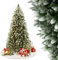 FIVMEN Weihnachtsbaum Künstlich mit Beleuchtung 150 cm PVC/PE Tannenbaum Christbaum Naturgetreu mit Schnee Spitzen und Holzsockel Weihnachtsbäume Christmas Tree Weihnachtsdeko