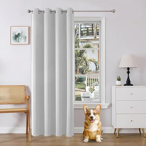 Joydeco Verdunklungsvorhänge 1 Stück,Türvorhang Blickdichte Türgardine,Tür Vorhang mit Ösen Thermo Kälteschutz Hitzeschutz Schallschutz für Schlafzimmer Wohnzimmer(Grauweiß,1xH210xB200)
