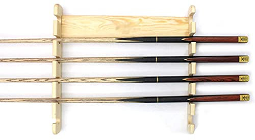 IUBGFTO Billardqueue-Ständer – Billardstock-Halter zur Wandmontage mit 6 Ballhaltern – Kompaktes Billardtisch-Zubehör für Bar/Wohnzimmer (Braun, Gelb)