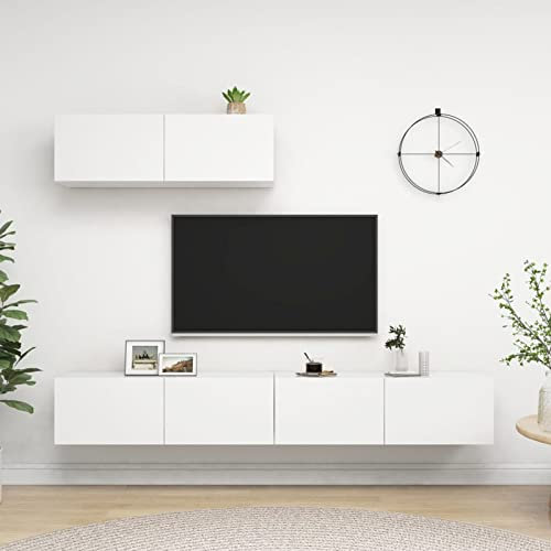 ShGaxin Meuble TV 3 pièces en aggloméré blanc, meuble TV, meuble TV, meuble TV, meuble TV, chambre complète 3078703