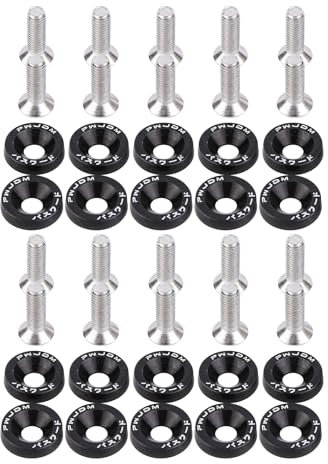 Huamengyuan Boulons universels M6 en aluminium anodisé pour voiture M6 JDM - Rondelles de pare-chocs en aluminium et vis en acier M6 pour pare-chocs de véhicule