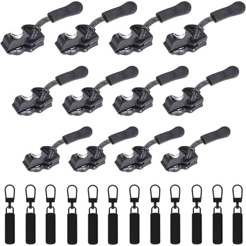 24 Stück Reißverschluss Reparatur Set, Fix-Reißverschlusszieher, Reißverschlussschieber Ersatz, Universal-Reißverschluss, Reißverschluss Zipper Reparatur für Jacke, Rucksack, Gepäck, Schlafsack