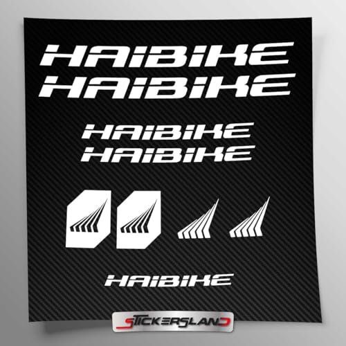 Aufkleber-Set kompatibel mit Rahmen MTB Mountainbike und Helm | Decals Aufkleber für Fahrrad Schriftzug Logos | Stickersland® – Haibik (weiß matt)