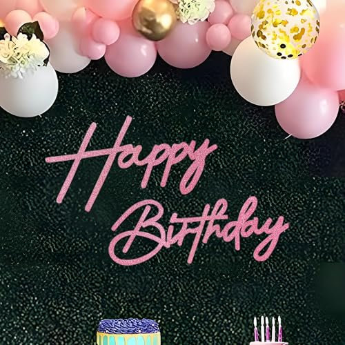 MASTRON Panneau « Happy Birthday » en feutre rose pailleté pour décoration d'arche de ballons – 1 pièce, unisexe, tous les âges, filles