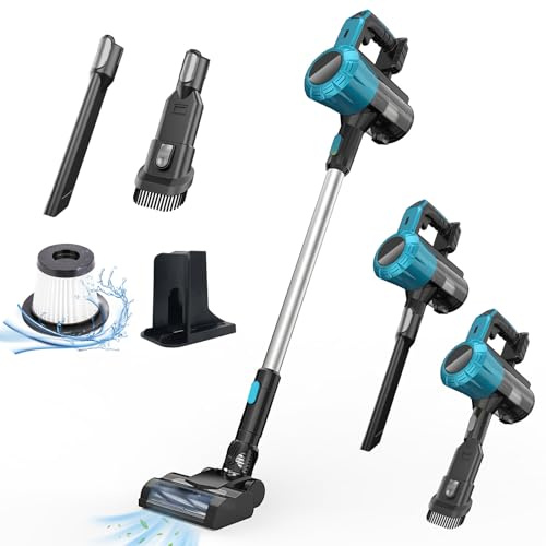 JUTOSGSKW Akku Staubsauger für Zuhause, 3-in-1Modus, Leistungsstarke Filterung, geeignet für Teppich,Hartböden, Autofußmatte, 375 W, 45 kPa, 180° Drehgelenk (Ohne Akku)