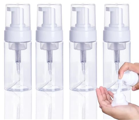 Kunststoff Pumpflasche Seifenspender - PEPAX 4 Stück 50ml Kunststoff-Pumpspendern Transparente Reiseflaschen Seifenspender für Familie Reisen und Geschäftstrips