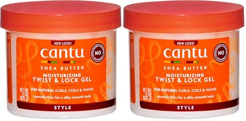 CANTU Sheabutter für natürliches Haar Feuchtigkeitsspendende Twist & Lock Gel, 370 g (Packung mit 2)
