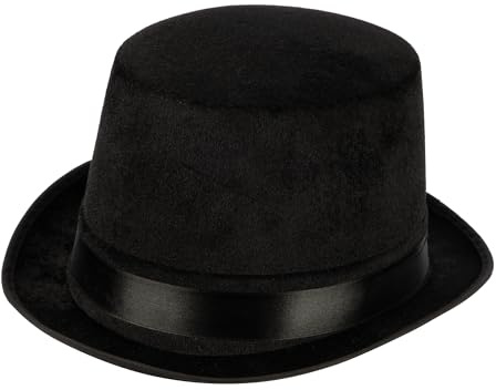 Navoys Adult Black Satin Top Hat - Novelty Classic Fancy Dress, Gentlemen Costume Headwear Accessories, Victorian, Magician, Steampunk, Vintage, 1920's, Cosplay