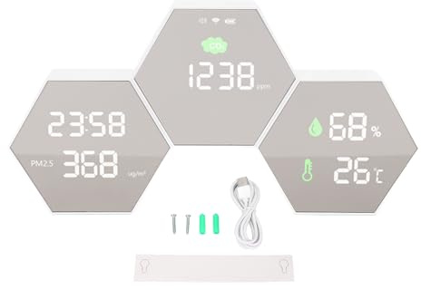 CO2-Detektor, Luftqualitätsmonitor PM2 5 Meter mit WiFi-APP-Steuerung, wiederaufladbares USB-LCD-Display zur Wandmontage für die Prüfung der Luftqualität im Innenbereich im