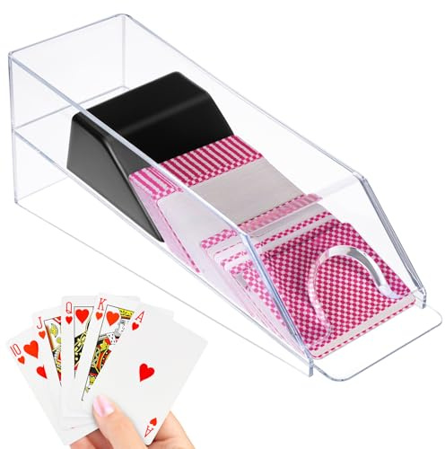 QWORK® Vassoio porta carte, distributore di carte per 6 mazzi, accessorio per poker o blackjack, trasparente