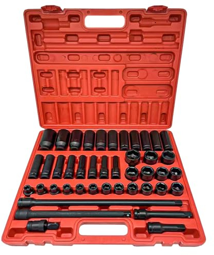 43tlg 1/2 Sechskant Kraft Stecknuss Satz - Schlagschrauber Nüsse, Kraft Schlagschrauber Satz, mit 9-30mm Stecknuss & 3 5 10 15 1/2 Stecknuss Adapter