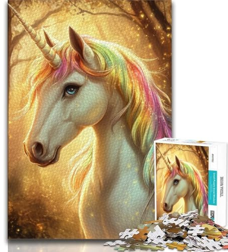 1000-teiliges Puzzle buntes Einhorn 1000-teiliges Puzzle für Erwachsene Geschenke Lernspielzeug einzigartige Heimdekoration und Geschenke (26x38cm)