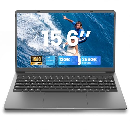 jumper Laptop 15,6 Zoll FHD Display, 12 GB RAM 512 GB ROM TF Erweitern 512GB, 5205U Prozessor Notebook(bis zu 2,3 GHz), 2 Stereo-Lautsprecher/USB 3.0/Typ-C/Zehnertastatur