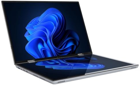 Asixxsix Laptop Doppio Schermo da 14 Pollici, RAM DDR4 da 16 GB SSD da 1 TB Display HD 2240x1440 Touchscreen 2 in 1 Ripiegabile a 360 Gradi con Tastiera Touch Virtuale per (Spina Europea)