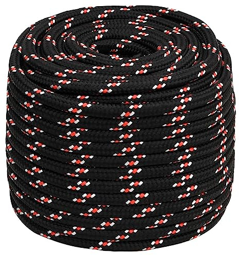 Mokuyary Bootsseil Schwarz 18 mm 100 m Polypropylen, Polypropylenseil wetterfest PP geflochtene Boot Marine Seil für Camping, Segeln, Transport, Bootfahren, Kajakfahren und Angeln -A