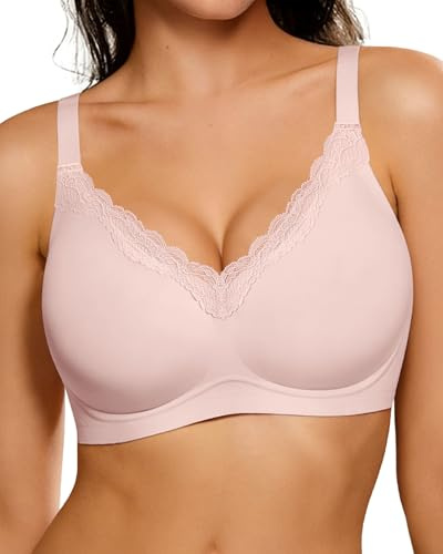 HORISUN Nahtloser BH Damen ohne Bügel Bequem mit Spitzen | Seamless Alltags-BH Komfort, Sanftem Halt, Weich, Formgebend, Breiten Trägern und Seitenflügeln, für T-Shirt, Büro & Zuhause