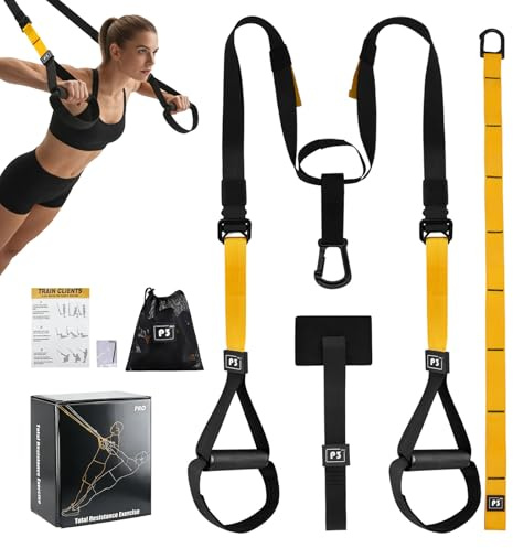 Eirolace Juego de Entrenamiento de suspensión, Kit de Correas de Resistencia, Ajustable Kit de Entrenamiento de suspensión para Gimnasia en casa Adecuado, Capacidad de Carga de 400 kg