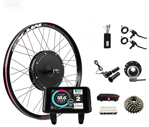 48V 29'' 45A Controller Rear wheel Electric Bikes Conversion Kit Hub Motor, Electric Bicycle Motor ,E-bike Cycling Hub with Controller, UKC1 Screen,Bike Bicycle Conversion Tool Kit 7-speed Cassette