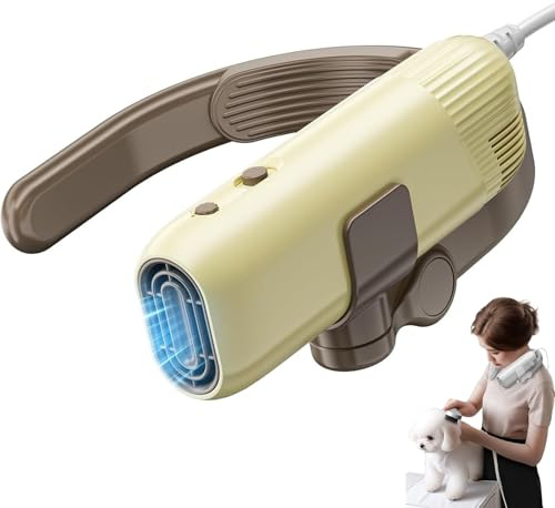 Asciugacapelli per Cani e Gatti a Mani Libere, Asciugatore Cane da Collo 1400W con Motore Brushless 110.000 RPM, 3 Velocità e Temperature, Silenzioso e Rapido Phon per Animali Domestici yellow
