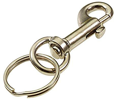 Lucky Line 2-1/8 Small Bolt Snap, Nickel Plated Zinc with 7/8 Split Key Ring (44501)