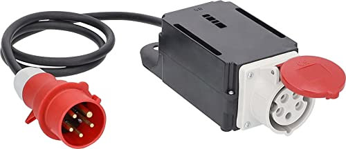 as - Schwabe MIXO Einschaltstrombegrenzer - Anlaufstrombegrenzer 400 V / 16 A - Schutzkontaktsteckdose mit Klappdeckel - max 11000 W belastbar - 1,5 m Leitung - IP44 - Made in Germany - Schwarz, 60740