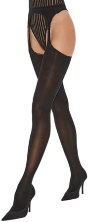 Fiore Collants effet porte-jarretelles 60 deniers Noir, blanc, rouge - Noir - Large