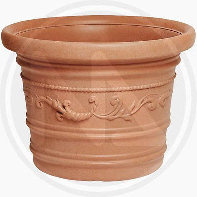 VASO TONDO Festonato - Ø 60Cm - IN RESINA - Colore TERRACOTTA - doppio bordo