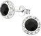 Laimons Damen-Ohrstecker Damenschmuck Halbkugel glitzer schwarz weiß Sterling Silber 925