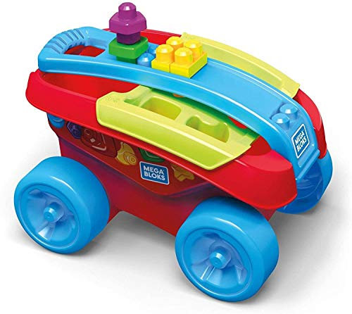 MEGA Bloks FVJ47 - Farbenfrohe ABC Lernzug, zusammenbaubarer Zug aus Bausteinen, Babyspielzeug ab 12 Monate