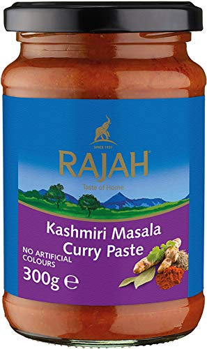 Rajah Kashmiri Masala Currypaste – Scharfe Gewürzpaste für authentische Curry-Gerichte – Ideal zum Würzen von Fleisch, Fisch oder Gemüse – 3 x 300 g
