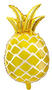 PartyDeco Folienballon Ananas 38x63cm für Helium geeignet Luftballon Kindergeburtstag Strandparty Gold