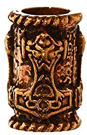 NKlaus SET 2x Wikinger Bartperle ARVÌR Thorhammer Bronze Lockenperle 40508