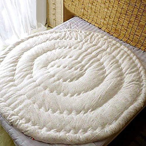 MSM Runde Matratzenauflage, Dick 100% Baumwolle Gesteppter Schutzabdeckung Double Weiß Bett Roll Komfortabel Futon-4cm Thick Durchmesser:180cm