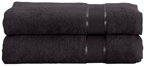 Mixibaby 2er Set Gästetuch Handtuch Duschtuch Badetuch Saunatuch Frottee Baumwolle 500gsm, Größe:Waschhandschuh 15x21cm, Farbe:Schwarz