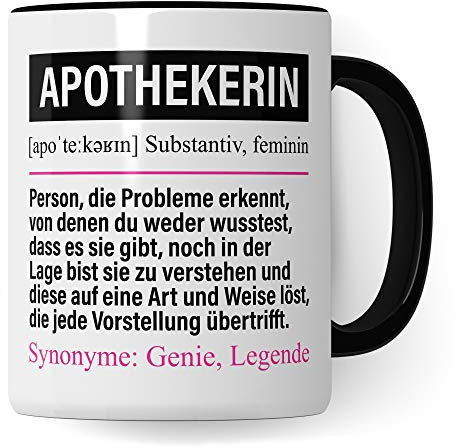 Tasse Apothekerin lustig, Apothekerin Geschenk, Spruch Apotheke Geschenkidee, Kaffeetasse Beruf Pharmazeut Pharmazie Kaffeebecher Teetasse Apotheker Frauen Becher