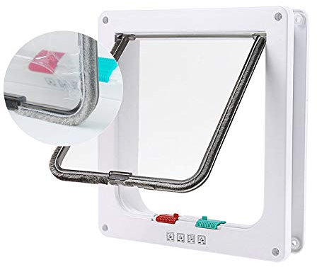 Katzenklappen Hua Haustiertür/Katzenklappe Mit 4-Wege-Verriegelung, Transparente Freie EIN- Und Ausgangsklappentür Für Alle Haustiere, Für Glas, Wände, Türen Und Fenster