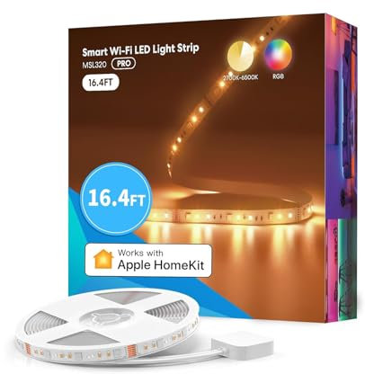 Meross Led Strip Light 5M LED Light Strip Compatible with Apple HomeKit Siri Alexa Voice Control and Remote Control, RGB Color Changing Led Strips for Home, Bedroom