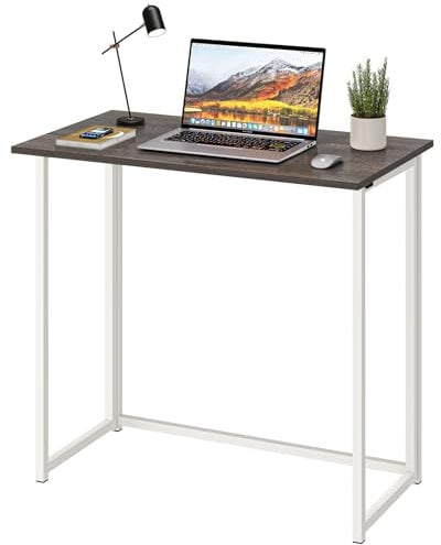 Dripex Compact Folding Desk No Assembly Required Computer Desk Folding Hobby Craft Table, Dark Oak