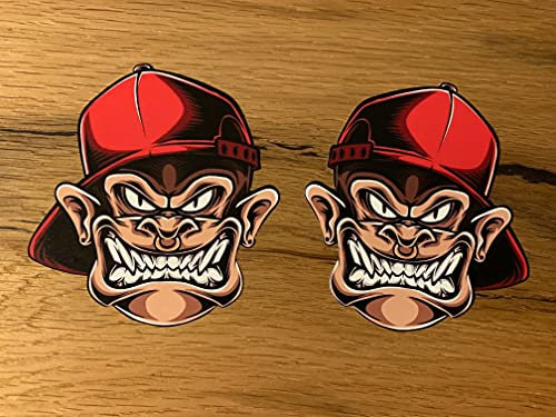 #893 / 2X Bad Monkey Aufkleber 10x9cm Motorrad Auto Sticker Biker Chopper Custom Bobber Skater Skateborad