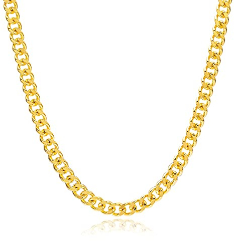 Brandlinger ® Panzer Halskette groß. Dicke Kette Damen vergoldet mit 18 Karat (Silber und Gold), Schmuck für Frauen und Mädchen. Kettenlänge verstellbar 40-45cm.
