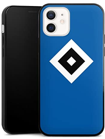 Slim Case extra dünn kompatibel mit Apple iPhone 12 Silikon Handyhülle schwarz Hülle HSV Logo Hamburger SV
