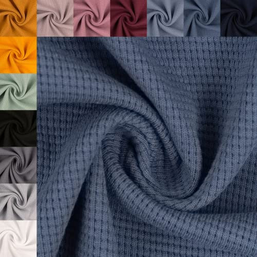 Bella Tessuti® Waffeljersey Clarissa Meterware ab 50cm, viele Farben, 300g/qm, 150cm breit (Jeansblau 744)