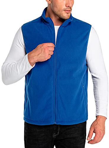 33,000ft Men's Fleece Gilets Lightweight Sleeveless Jacket Vest Windproof Bodywarmer Outerwear Golf Gilet With Zip Pockets for Hiking Cycling Running Blue M